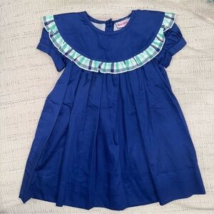 Blue Smock Dress with Plaid Ruffle Size 2